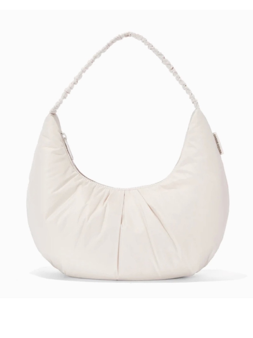 Dagne Dover Padded Crescent Shoulder Bag in Light Taupe
